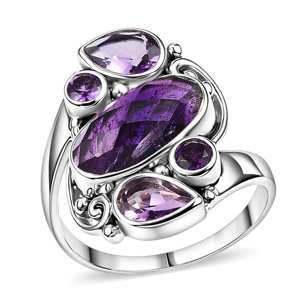Sajen Silber-Afrikanischer Amethyst Ring 925 Silber rhodiniert (Gr&ouml;&szlig;e 17.00) ca. 3.98 ct