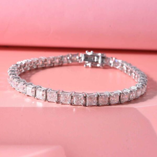 D'Joy Moissanit (Carr&eacute;) Armband ca. 20 cm 925 Silber Rhodiniert ca. 18.70 ct image number 1