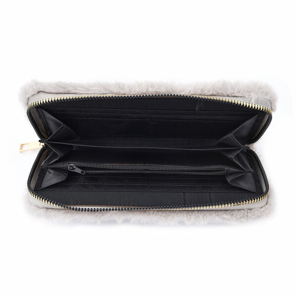 Kunstfell Brieftasche, Dunkelblau image number 5