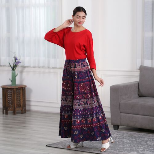 Boho Palazzo-Hose mit weiten Beinen, Lila image number 0