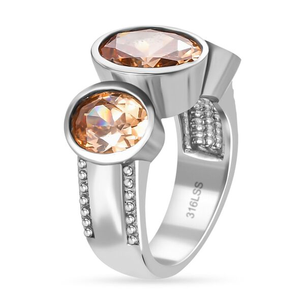 Champagner Zirkonia Ring, Edelstahl (Gr&ouml;&szlig;e 16.00) ca. 8.32 ct image number 5