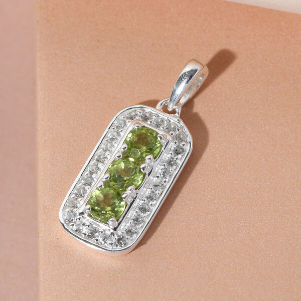 Nat&uuml;rlicher Peridot und Zirkon-Anh&auml;nger, 925 Silber ca. 1,43 ct image number 3