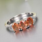Orange Saphir und Diamant 3 Stein Ring 925 Silber Platin-Überzug image number 1