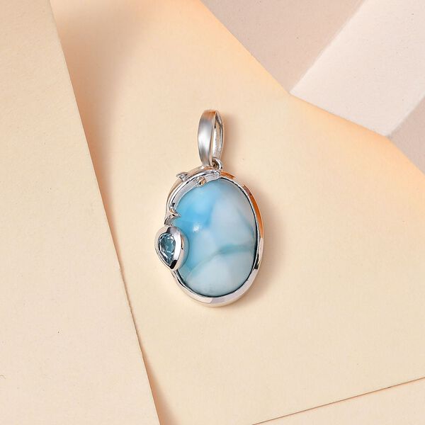 AA Larimar und himmelblauer Topas-Anh&auml;nger - 7,45 ct. image number 2