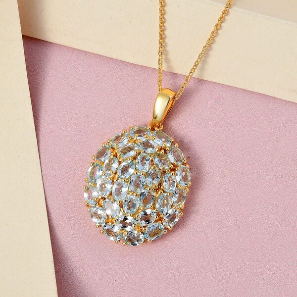 Himmelblauer Topas Anh&auml;nger mit Kette, 925 Silber Gelbgold Vermeil ca. 4,65 ct image number 3