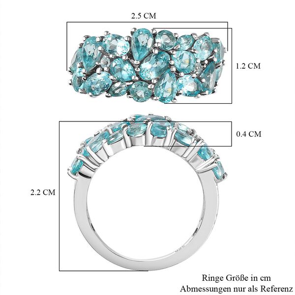 Paraiba-Apatit Ring, 925 Silber platiniert (Größe 17.00) ca. 3.47 ct image number 6