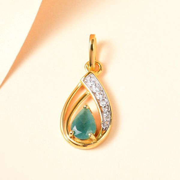 Grandidierit und weißer Zirkon-Anhänger, 925 Silber vergoldet ca. 0.80 ct image number 3