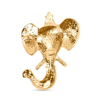 Emaillierte und mehrfarbige Kristall-Brosche, Elefantenkopf