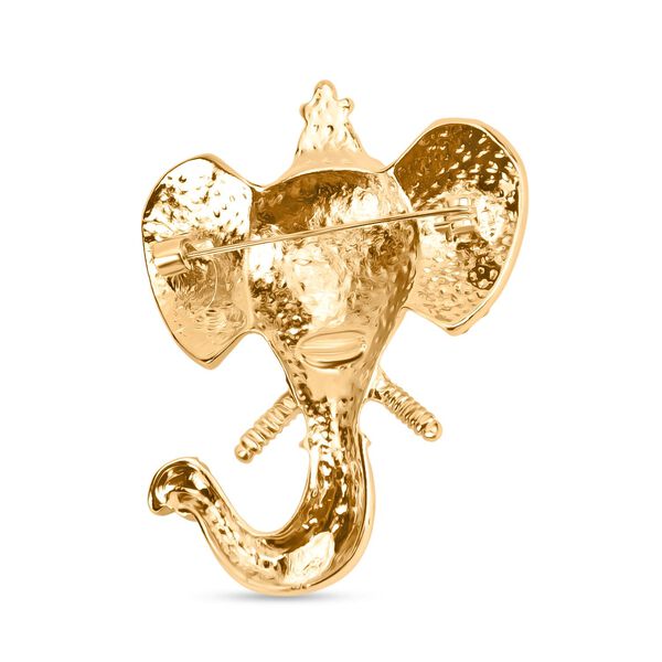 Emaillierte und mehrfarbige Kristall-Brosche, Elefantenkopf image number 4