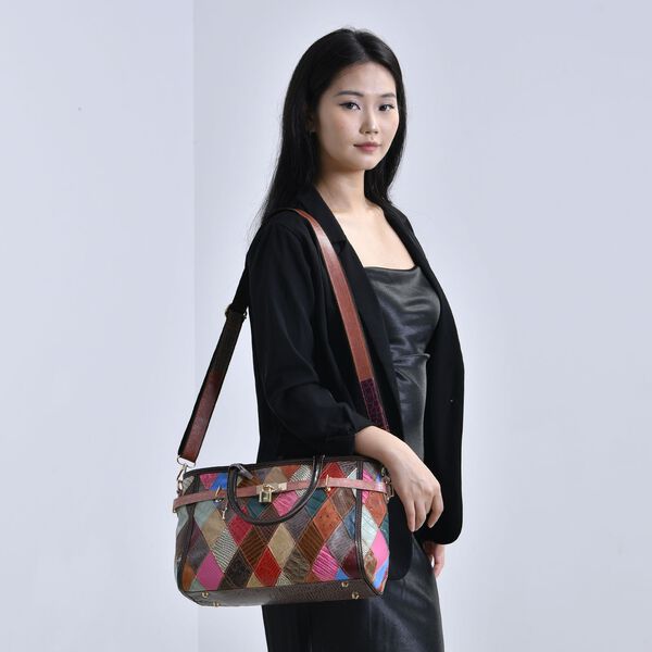 Chaos by Elsie - Echtleder Umhängetasche mit RFID-Schutz, Mattes Krokodil-Prägemuster, 34x14x25 cm image number 2