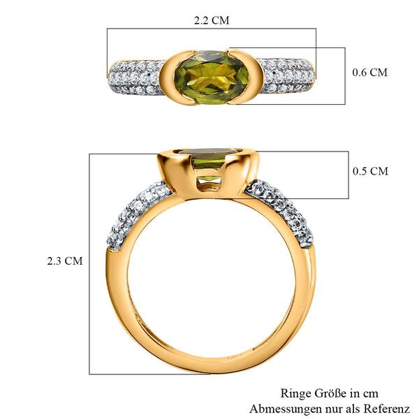 AA Vesuvianit, Wei&szlig;er Zirkon Ringe, 925 Silber Gelbgold Vermeil, (Gr&ouml;&szlig;e 18.00), ca. 1.04 ct image number 7