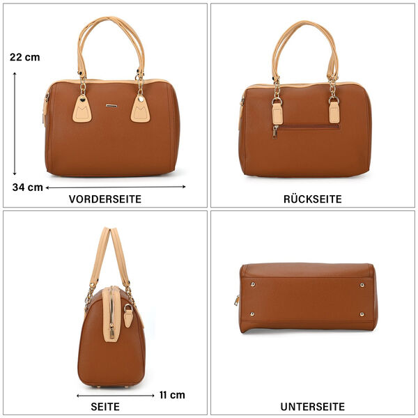 SATCHEL Moderne Handtasche mit Crossbody Gurt, 34x11x22 cm, braun image number 4