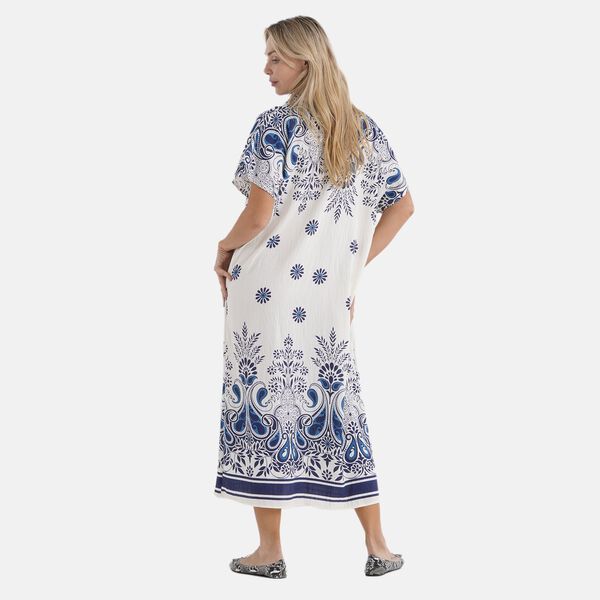 LA MAREY Kleid, Lang, Print, 125cm, Wei&szlig;-Blau image number 5