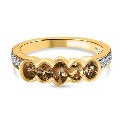 AA Nat&uuml;rlicher goldener Tansanit Ring, 925 Silber Gelbgold Vermeil (Gr&ouml;&szlig;e 20.00) ca. 1.01 ct