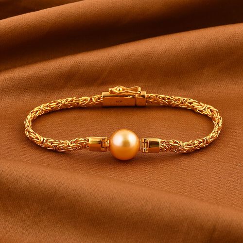 AAA Goldene Südsee Perle, Lab Grown Diamant Armband ca. 18 cm 925 Silber 916 Gelbgold Vermeil image number 1