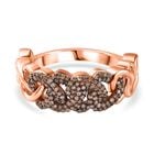 GP Amore Kollektion, Kanchanaburi Blauer Saphir, Natürlicher Champagner Diamant Ring, 925 Silber Roségold Vermeil (Größe 20.00) ca. 0.51 ct