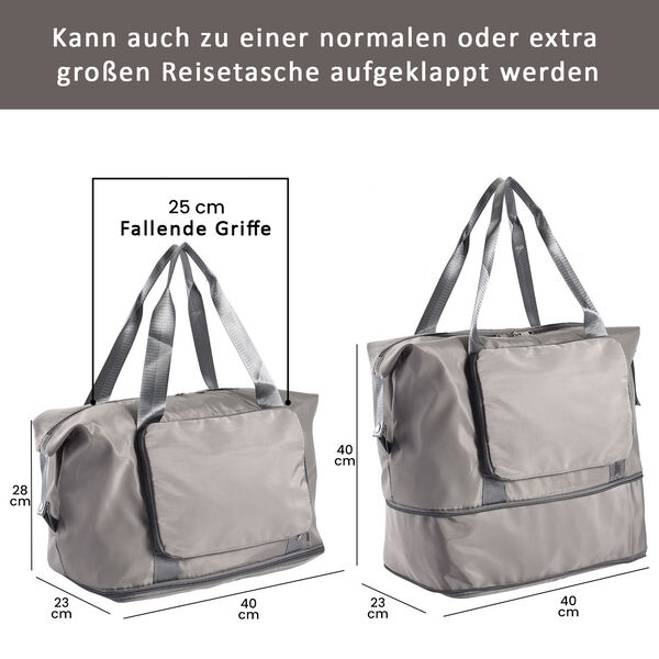 Faltbare Nylon-Reisetasche, Grau image number 6
