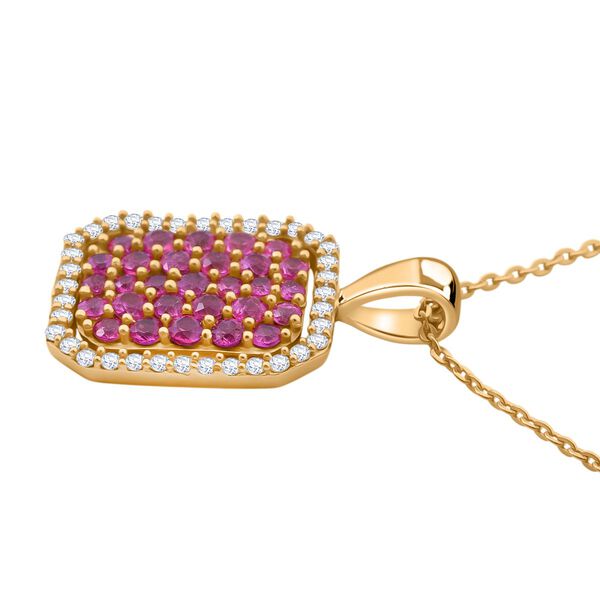 Rosa Saphir und Zirkon Anh&auml;nger mit 50cm Kette - 1,89 ct. image number 3