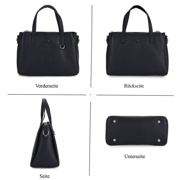 Crossbody-Tasche aus 100% echtem Leder mit Henkel und Schulterriemen, 24x11.5x18 cm, Navy image number 5