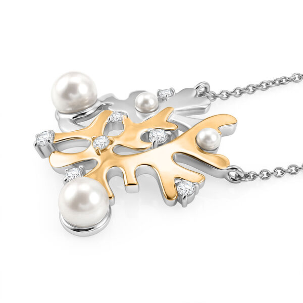 EverTrue S&uuml;&szlig;wasser Perle und Zirkon 50cm zweifarbige Halskette image number 3