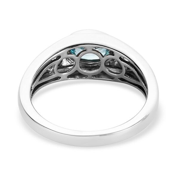 Kambodschanischer blauer Zirkon und wei&szlig;er Zirkon Solit&auml;r Ring  925 Silber Platin-&Uuml;berzug image number 5