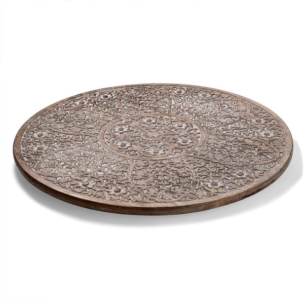 NAKKASHI Handgeschnitzter Couchtisch aus Mangoholz, 68x68x51cm, wei&szlig;es Finish image number 8