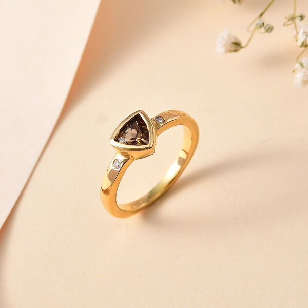 AA Natürlicher goldener Tansanit und Moissanit-Ring - 0,60 ct. image number 2