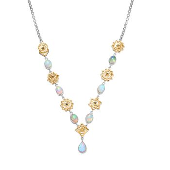 AA Nat&uuml;rlicher, &auml;thiopischer Welo Opal Halskette ca. 45 cm 925 Silber rhodiniert ca. 4,08 ct.