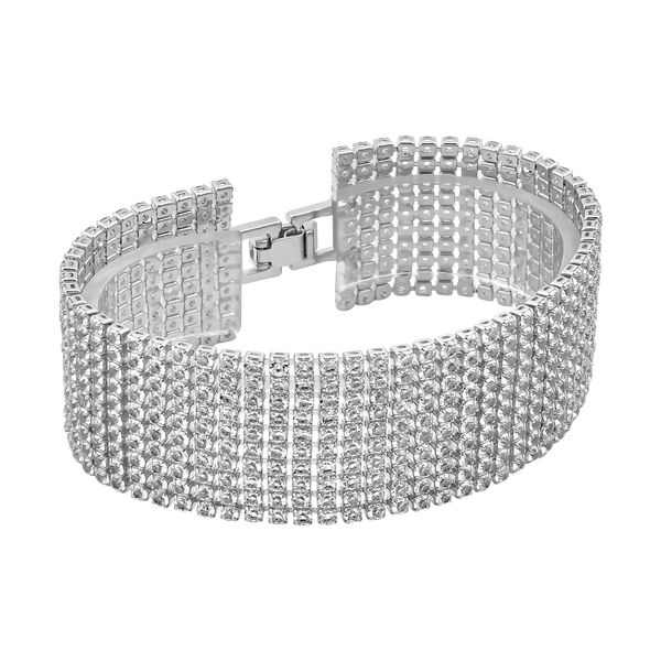 Mehrreihiges Kristall Carpet Armband, ca. 19 cm, silberfarben image number 3