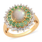 Natürlicher Äthiopischer Opal und Smaragd Halo Ring 925 Silber Gelbgold Vermeil (Größe 18.00) ca. 2,48 ct image number 3