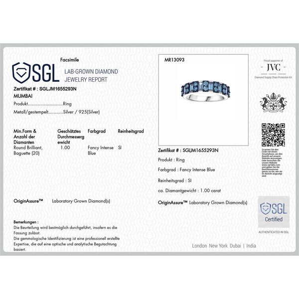 LUXURIANT SGL zertifizierter SI-GH Labor blauer Diamant Ring - 1 ct. image number 5