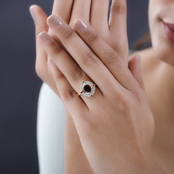 Rhodolith Granat Ring, 925 Silber vergoldet (Größe 21.00) ca. 2.79 ct image number 2