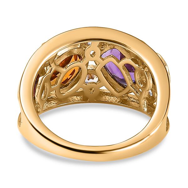 Mehrfarbiger Edelstein Fassung-Ring, 925 Silber 750 Gelbgold Vermeil (Gr&ouml;&szlig;e 21.00) ca. 2.53 ct image number 6