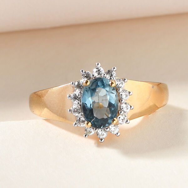 London Blau Topas und Zirkon Ring, ca. 1,24 ct image number 2