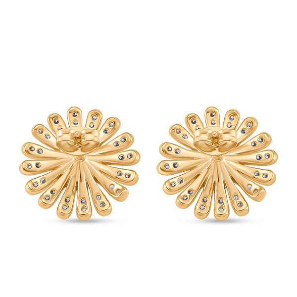 Lila S&uuml;&szlig;wasser Perle (7-9 mm), Wei&szlig;er Zirkonia Ohrringe Nickelfreies Messing vergoldet image number 4