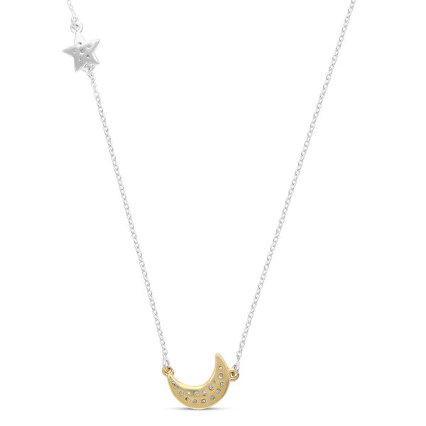 Diamant Stern und Mond Halskette in Silber image number 4