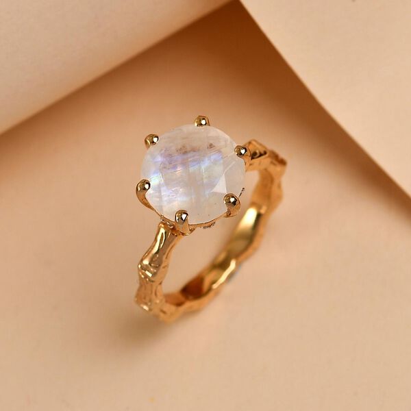 Premium Regenbogen Mondstein und Zirkon-Ring - 3,29 ct. image number 2