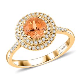 LUXORO zertifiziert und geprüft AAA kaiserlicher Topas und Diamant Ring in 417 Gold - 2 ct.