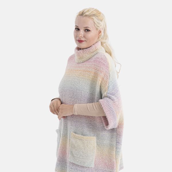 La Marey - Poncho mit Stehkragen und Taschen, Mehrfarbig image number 3