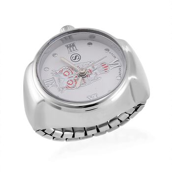 STRADA - Japanisches Uhrwerk, flexibles Ring-Uhr, Reiner Edelstahl, Rot