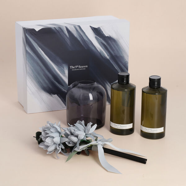 THE 5TH SEASON: Aromatisches Duft-Diffusor-Set mit Kunstblumen, Grau und Blau