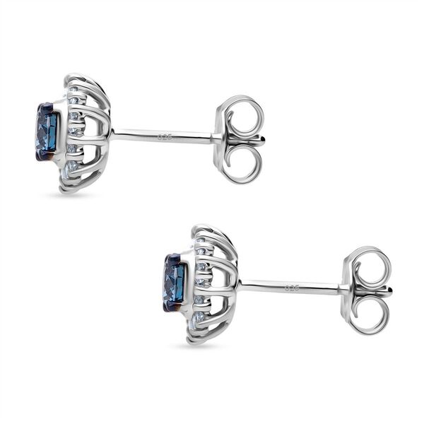 LUXURIANT SGL zertifizierter SI-GH blauer und wei&szlig;er Labor Diamant Anh&auml;nget mit 50cm Kette und Ohrringe image number 10