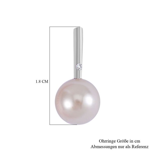 Wei&szlig;e Muschelkernperle und Zirkonia Ohrringe - 7,65 ct. image number 5