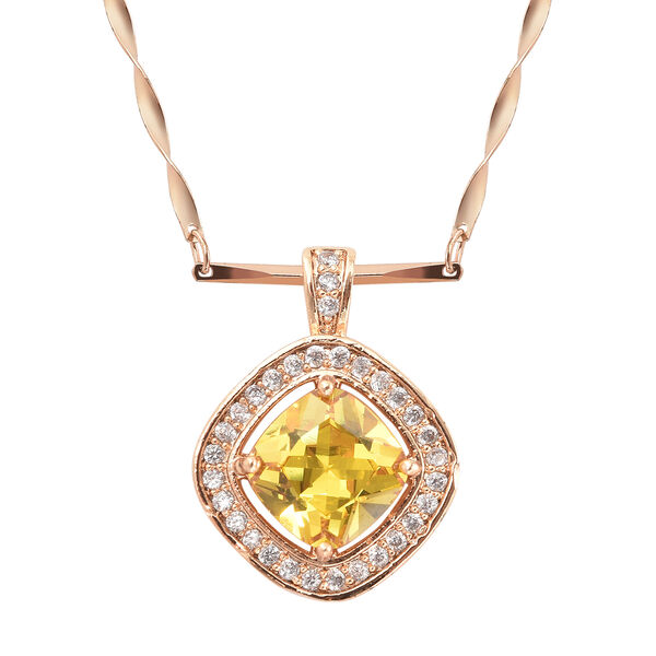 2er-Set Gelber Zirkonia Ohrringe und Anhänger mit Kette 41+5 cm Edelstahl ca. 1,20 ct image number 3