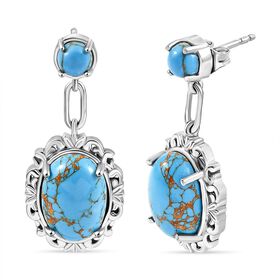 Blaue Türkis Ohrringe - 10,96 ct.
