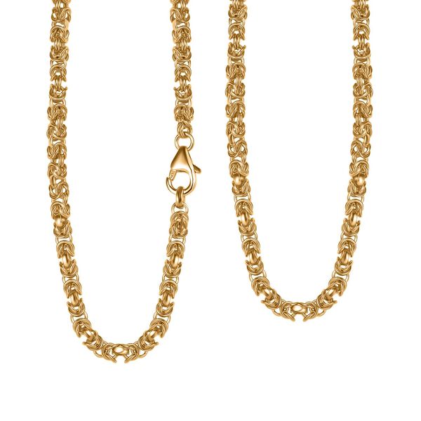 Handgefertigte K&ouml;nigskette in 925 Silber mit 916 Gelbgold Vermeil, 50cm