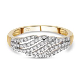 Weißer Diamant Ring, 925 Silber Gelbgold Vermeil (Größe 18.00) ca. 0.33 ct