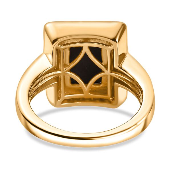 Ammolit, Wei&szlig;er Zirkon Baguetteschliff Ring, 925 Silber, 750 Gelbgold Vermeil (Gr&ouml;&szlig;e 21.00) ca. 2.76 ct image number 6