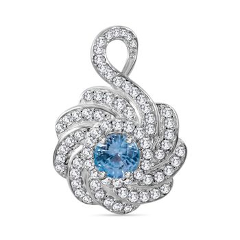 AA Blauer Zirkon, Wei&szlig;er Zirkon Anh&auml;nger 925 Silber rhodiniert ca. 1.49 ct