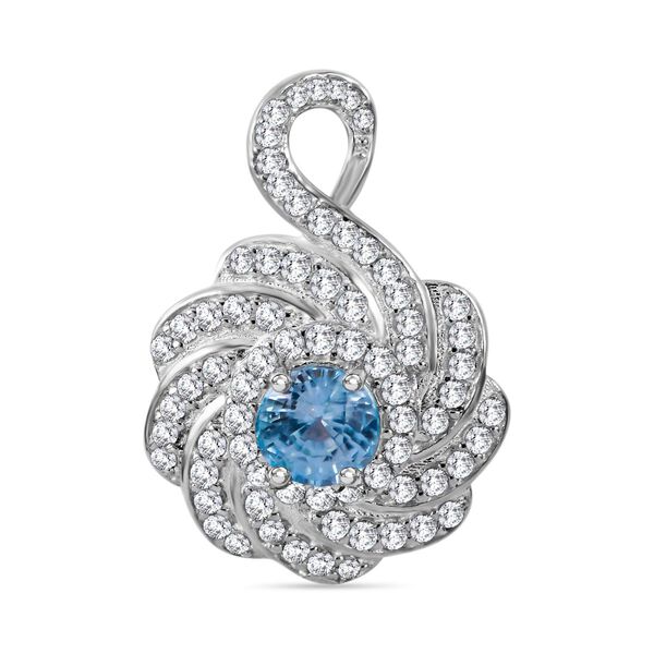 AA Blauer Zirkon, Wei&szlig;er Zirkon Anh&auml;nger 925 Silber rhodiniert ca. 1.49 ct